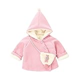 POTOJP キッズ服 フワフワドット クマ付け 子供 カーディガン コットンブレンド製 セーター コート 長袖 子供服 女の子 幼児 アウター 春秋冬 防寒 保温 上着 (100, ピンク)