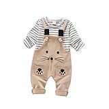 子供上下セット服 男の子 女の子 服 長袖 秋 Pojour Tシャツ＆カバーオール 可愛い猫ストライプ ベビールームウェア 子供 丸首 普段着 カジュアル スポーツ 旅行 記念日 プレゼント