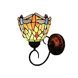 FUMAT Tiffany Wall Lamp LED Sconces Stained Glass Corridor Light Dragonfly Mirror Front Lamp E26 110V Gallery Wall Lights Passage 6" Hallway Light [並行輸入品]