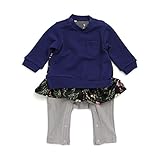 BREEZE(ブリーズ) 花柄きりかえフリルカバーオール　ネイビーブルー　70cm ベビー服
