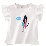 Plus Nao(プラスナオ) Tシャツ 子供服 トップス 夏 半袖 フリルスリーブ プリント 女児 女の子 小学生 キッズ KIDS 可愛い ガーリー ラウン ホワイト 100