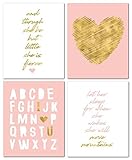 8 x10 Gold Heart Nursery Prints for Baby Girl & Children Room Decor & Decorations Perfect for Baby S