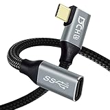 DCHAV USB Type-C 延長 ケーブル 1m L字 PD対応 100W 20V 5A 超急速充電 4K 60Hz 映像出力 USB C メス USB C オス 変換 エクスタンダー USB3.1 Gen2 10Gbps 高速データ転送 ナイロン編み