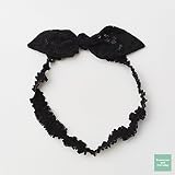【Tomorrow and Everyday】 ベビー キッズ レース うさ耳 リボン ヘアバンド ヘアアクセサリー 記念日 誕生日 ハーフバースデー 出産祝い ハロウィン (ブラック)