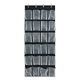 (24 Pockets, Black, 5cm Hooks) - Philorn Sturdy Hanging Over the Door Organiser Bag 24 Large Mesh St