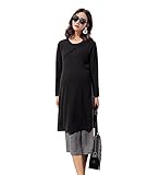 Yinuo Baby マタニティ レディース 長袖 授乳口 美ライン セーター ロング ストレッチ 秋 2セット (XXL, ブラック)