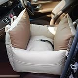 cozyliv ドライブベッド 犬 車用ベッド 車用ペットシート 小型犬 中型犬 犬 車 シート 猫 ペットドライブシート 車載 ペットべッド 犬 ベッド 洗える お出掛け おしゃれ ペットブースターシート カー用品 犬用カーベッド ペットキャリー 防災 アウトドア 飛び出し防止 助手席 (cream and brown, one size)