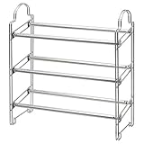 伸縮式スリムシューズラック スチールタイプ シルバー NK-7409