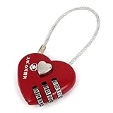 uxcell　南京錠ロック　コンビネーションパスワードロック　心のスタイル　レッド　3桁の数字　荷物引き出し