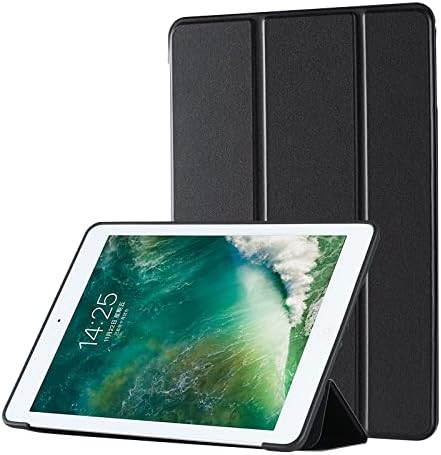 ddice iPad ケース 第5・6世代 9.7 inch 手帳型 アイパッドカバー ブック型 三つ折りスタンド 耐衝撃 おしゃれ 無地 シンプル オートスリープ (ブラック) - 1