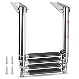 Marinebaby 4段 プラットフォーム ステンレススチール 伸縮式 伸縮式はしご ボートヨット用