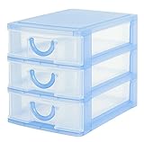 サンコープラスチック 小物収納3段 エルピス 幅13.5×奥19.2×高16cm ブルー