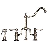 Whitehaus WHTTSLV3-9771SPR-BN Haus 9-Inch Bridge Faucet with Long Traditional Swivel Spout, Lever Ha