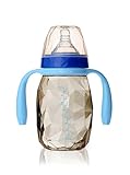 キッズミー 安全素材のおしゃれな哺乳瓶 PPSU製ダイヤモンドボトル(ハンドル付き) 【日本正規品】 6ヶ月から 240ml アクアマリン