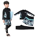 [WindTour] キッズ 水着 男の子 セパレー 3点セット【長袖ラッシュガード+レギンス＋ショートパンツ】スクール水着 男子 上下セット 子供水着 水泳パンツ スイムパンツ スイムウェア ラッシュガード キッズ UVカット 130 140 150 160 (160, ファスナー付き-三角形-グリーン)
