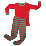 Elowel ボーイズ ガールズ クリスマス ストライプ 2点セット キッズ パジャマ 綿100% 6M-12Y US サイズ: 10