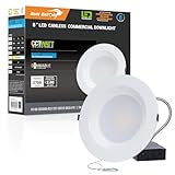 8 Inch Recessed LED Commercial Downlight with J-Box, Wattage Adjustable 16/21/27W,3 Color Selectable 3000K-5000K, 120-277V,0-10V Dimmable, IC Rated,Canless LED Downlight
