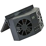 CarOver ツイン カーソーラーファン 車用 換気扇 空気清浄機 温度計 充電池 搭載 ダブル 車載 ファン カーファン ソーラーパネル 自動車 車載用 ソーラーファン CO-CAR-TWINFA