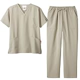 [武蔵野ユニフォーム] Dickies ディッキーズ FOLK フォーク スクラブ/ストレートパンツ ストレッチ 上下セット エコバッグ付<049-7072SC-5024SC-エコ> (L, 10.S.ﾍﾞｰｼﾞｭ)