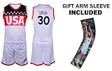 ファンKitbag Steph CurryジャージーキッズバスケットボールUSAホワイトCurryジャージー&ショーツ子供用ギフトセット& # x2713 ;バスケットボール圧縮Shooterアームス