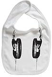 Dirty Fingers, Headphones, Boy Girl Feeding Bib, White by Dirty Fingers