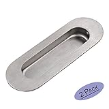 goldenwarm楕円形フラッシュプレートRecessedスライドドアプルハンドルHidden Concealedネジ4 – 3 / 4in1 – 3 / 5in0.55inサテンBrushedステ