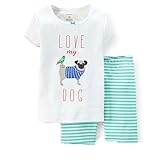 カーターズ carter's 女の子用LOVE my DOGワンちゃんと小鳥さん半袖パジャマ上下2点セット 出産祝い ボーダー寝巻き 紺綿おねんね着 [並行輸入品]