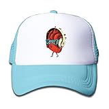 キッズ メッシュキャップ 通気性 大人気 ゴルフ ハット ハートビート 紫外線防止 帽子 カジュアル ストーリート系ライトブルー プリント付き 無地