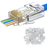 MOGOOD RJ 45コネクタ、30パック6種類のストレートプラグ、メッキ圧着インターネット端子プラグ、イーサネットケーブルに適用