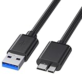 USB3.0 Micro B USBケーブル USB 3.0ケーブル micro B ケーブル オス -オス 高耐久性 5Gbps データ高速転送 3-msung note3/S5/外付けHDD/SSD ハードドライブ/HDカメラなど対応 マイクロB変換ケーブル 1m ブラック