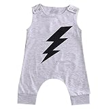 幼児赤ちゃん男の子女の子Lightningパターンノースリーブロンパースジャンプスーツ服 カラー: グレー