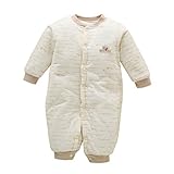 ロンパース　ベビー服　赤ちゃん服　厚手　秋冬　カバーオール　長袖　前開き　男女兼用　コットン　着替え簡単 (イェロー, 73)