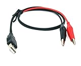 DC電源 USB A オス　ワニ口　AWG20　電源供給ケーブル 長さ (1ｍ)