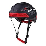 D DOLITY GUBF66　バイクヘルメット　通気性　サイクリングヘルメット　ヘッドキャップ　耐衝撃性　全3色 - ブラックレッド