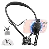 【2026新登場】 K&F CONCEPT スマホ ネックレスマウント 首掛けスマホホルダー 【マグネット式とクリップ式の2in1】 Magsafe対応 スマホ ネックホルダー 超強力磁力 多角度調整可能 66cm延長設計 気垫クッション＆胸ベルト＆スマホストラップ付き 落下防止 旅行 釣り Vlo