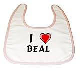 Baby Bib with I Love Beal (first name/surname/nickname) by Shopzeus