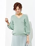 Angeliebe エンジェリーベ マタニティ 袖バルーン Ｖネック ニット 妊婦服 産前 産後 長袖 フリー アクア グリーン 21984 21984300