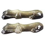 車止め　「アニマルカーストッパー」陶器製　犬デザイン　[オス天目白釉流し×メス天目白釉流し]