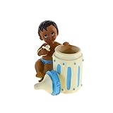 Lunaura Baby Keepsake - Set of 12 "Boy" Black Ethnic Baby Next to Open Baby Bottle Favors - Blue by 