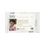 Natyエコパックあたり56無香ワイプ (Nature) (x 2) - Naty Eco Wipes Unscented 56 per pack (Pack of 2) [並行輸入品]