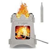 TOMSHOO チタン ウッドストーブ アウトドア キャンプ バーベキューコンロ・焚火台 折りたたみ (専用収納バッグとチューブが付き)