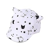 (ベビーゴー) babygo ベビー 帽子 角付き 猫柄 赤ちゃん ぼうし フリーサイズ サイズ調節ベルト付き ホワイト