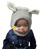 (ビグッド)Bigood 可愛い ベビー帽子 キッズ 耳あて 子供用キャップ 女の子 男の子 耳付き ネックウォーマー カジュアル お出かけ 防寒（グレー）