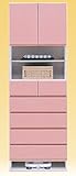 日本製 2色対応 幅60cm 高さ180cm ランドリー収納 お風呂収納 完成品 (ピンク)