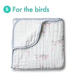 aden + anais (エイデンアンドアネイ) ブランケット 厚手 おくるみ 出産祝い DREAM BLANKET 【並行輸入品】 B For the birds owl + white