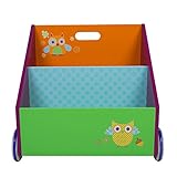 Labebe キッズソリッドウッドブックシェルフ ベビープッシュ＆プル本棚 - グリーンフクロウ