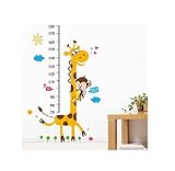 Dhnewsun Detachable Giraffe and Monkey壁ステッカー60 x 90 '高さチャート/壁デカール/簡単にスティック/子供の部屋アクセサリー/ Growing Kids