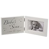 Double White MDF Frame Baby's Scan and Matte Silver Plaque by Widdop Bingham