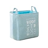 収納・洗濯・雑貨・衣類 34.6L大容量 お洒落な格好と絵柄 表裏2重生地 簡単自立 折り畳み片付け可能 ストレージ ランドリー 箱 かご ケース バスケット ボックス (スカイブルー)