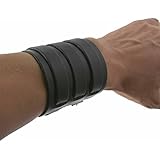 HZMAN Leather Bracelet Wide Triple Strap Cuff Wrap Gauntlet Wristband Buckle Fastening Arm Armor Cuff Bracelet